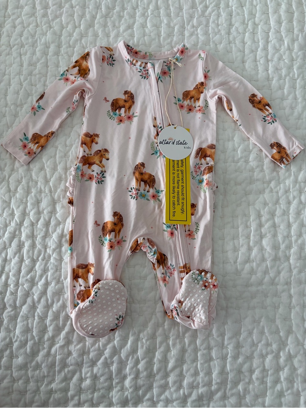 NWT Angel Dear/Altar'd State Kids Bamboo Ruffle Back Pony Horse Footie Pajama